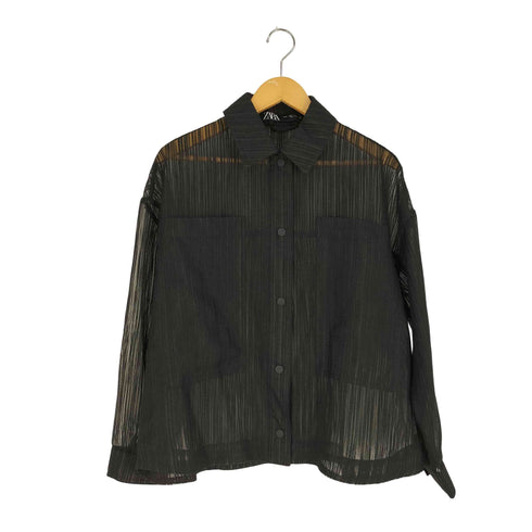 ザラ ZARA ストライプ シアーシャツ レディース import:S