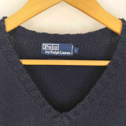 ポロバイラルフローレン Polo by RALPH LAUREN 90s ポニー刺繍 コットン Vネックニット メンズ import:L
