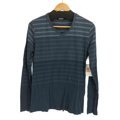 ダナキャランニューヨーク DKNY グラデーションボーダー L/S Vネックカットソー レディース import:L