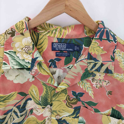 ポロバイラルフローレン Polo by RALPH LAUREN 90s VINTAGE CALDWELL ポタニカル柄 オープンカラーシャツ アロハシャツ メンズ XL