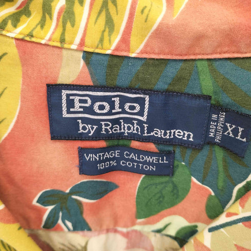 ポロバイラルフローレン Polo by RALPH LAUREN 90s VINTAGE CALDWELL ポタニカル柄 オープンカラーシャツ アロハシャツ メンズ XL