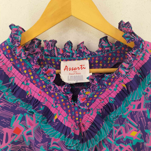 Assorti for Susan Freis 80s 総柄 フリルブラウス レディース XS