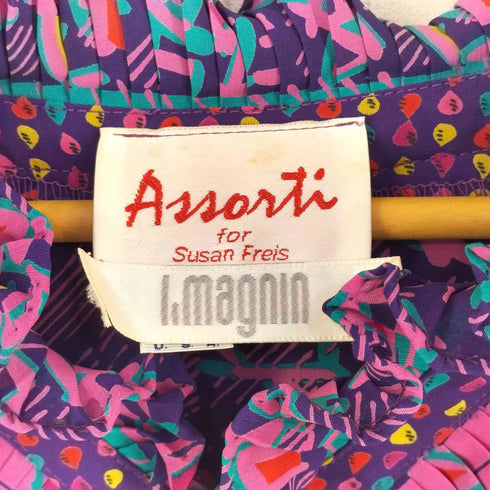 Assorti for Susan Freis 80s 総柄 フリルブラウス レディース XS