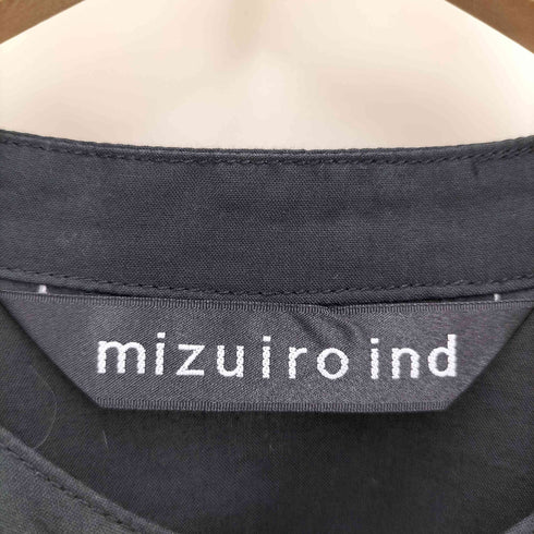 ミズイロインド mizuiro ind パフスリーブ 比翼 シャツワンピース レディース