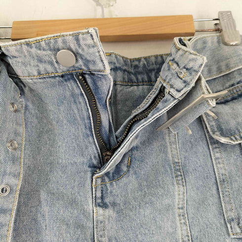 ベルト付き デニムカーゴ ミニスカート レディース JPN:S