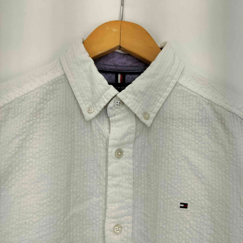 トミーヒルフィガー TOMMY HILFIGER SLIM FIT ロゴ刺繍 シアサッカー 長袖 ボタンダウンシャツ メンズ import:M