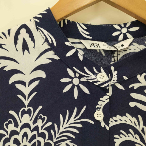 ザラ ZARA ボタニカル柄 レーヨン シャツワンピース レディース JPN:L