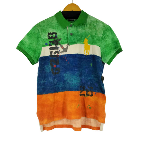 ポロバイラルフローレン Polo by RALPH LAUREN 90S CUSTOM FIT ビックポニー刺繍 ストライプ フロントプリント ポロシャツ メンズ import:M