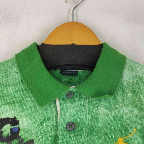 ポロバイラルフローレン Polo by RALPH LAUREN 90S CUSTOM FIT ビックポニー刺繍 ストライプ フロントプリント ポロシャツ メンズ import:M