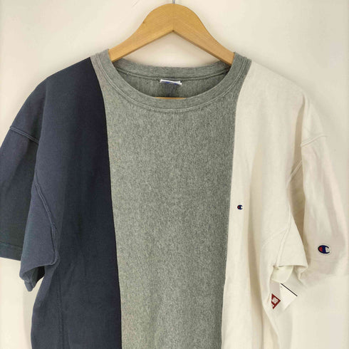 チャンピオン Champion Reverse Weave リバースウィーブ ロゴ刺繍 再構築 ドッキング クルーネックTシャツ メンズ import:S