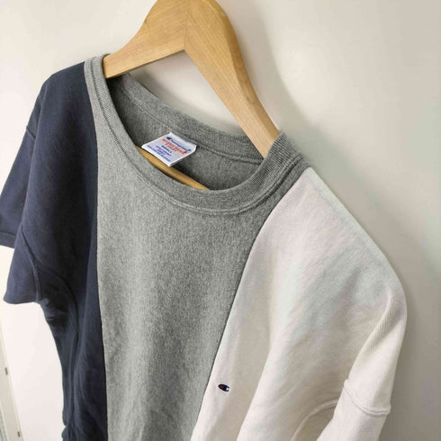 チャンピオン Champion Reverse Weave リバースウィーブ ロゴ刺繍 再構築 ドッキング クルーネックTシャツ メンズ import:S