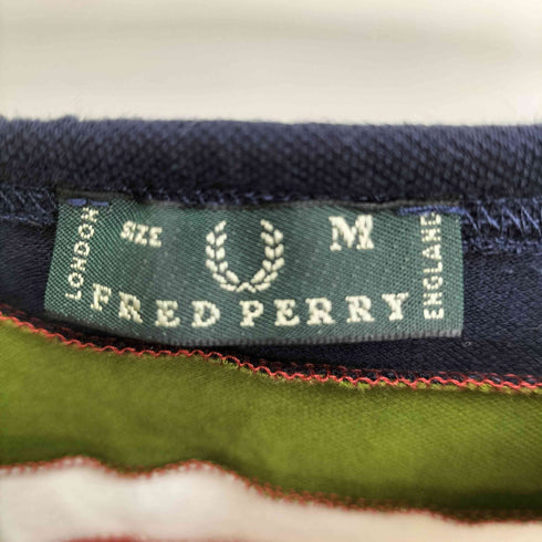 フレッドペリー FRED PERRY イタリア製 ロゴ刺繍 ボーダー 鹿の子 ベアワンピース レディース import:M