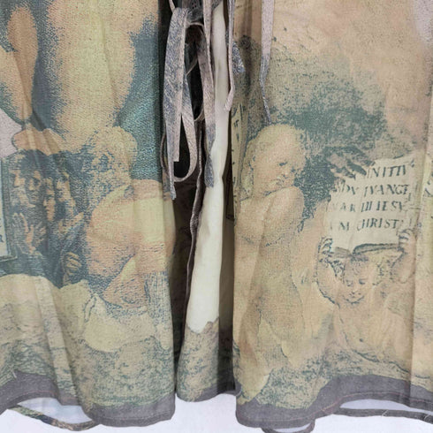 総柄 フロントリボンデザイン L/S シャツ レディース