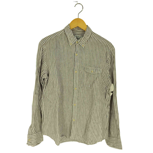 スティーブンアラン Steven Alan リネン100% ストライプ ボタンダウンシャツ メンズ JPN:L