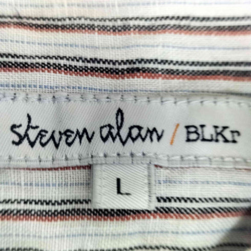 スティーブンアラン Steven Alan リネン100% ストライプ ボタンダウンシャツ メンズ JPN:L