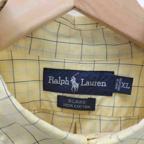 ラルフローレン RALPH LAUREN 90S ポニー刺繍 BLAKE ブレイク チェック ボタンダウン S/S シャツ メンズ import:XL