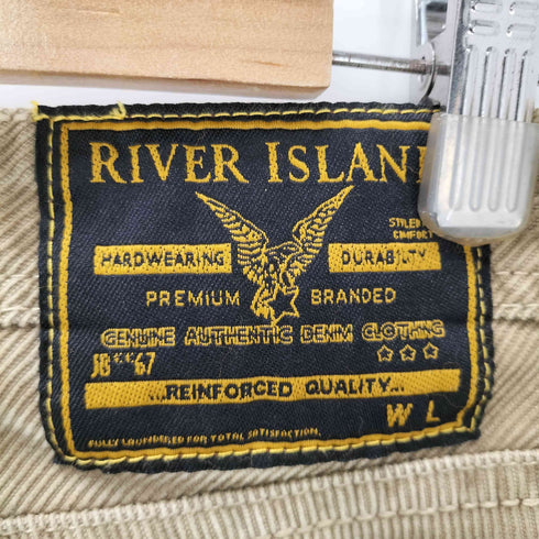 RIVER ISLAND 刺繍 ワッペン ボタンフライ コーデュロイ パンツ メンズ 32R