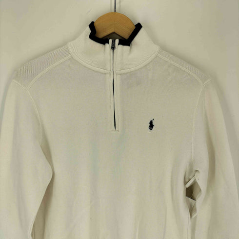 ポロバイラルフローレン Polo by RALPH LAUREN ポニー刺繍 スタンドカラー コットン ハーフジップ セーター レディース import:L