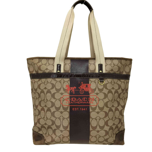 コーチ COACH 裏地チェック柄 シグネチャー トートバッグ レディース