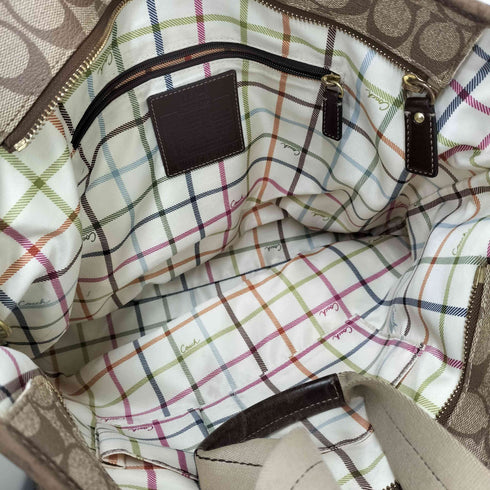 コーチ COACH 裏地チェック柄 シグネチャー トートバッグ レディース