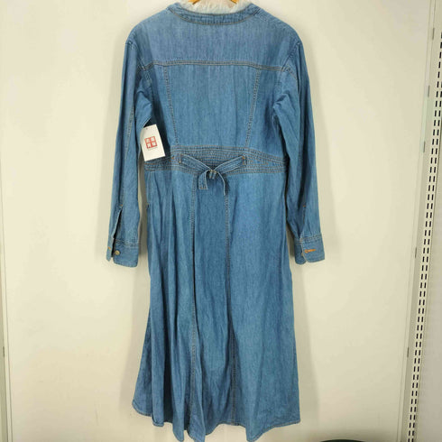 ツモリチサト TSUMORI CHISATO インディゴ染め加工 フリンジ ショールカラー デニム ワンピース レディース JPN:2