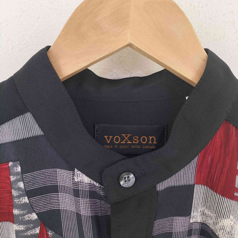 voXson バンドカラー 総柄切替 ポリシャツ メンズ JPN:M