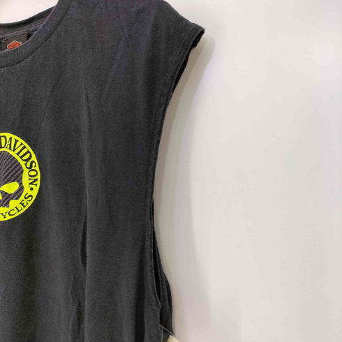 ハーレーダビッドソン HARLEY-DAVIDSON ドクロ 両面ロゴプリント クルーネック ノースリーブTシャツ メンズ