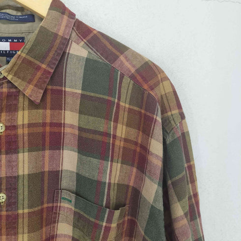 トミーヒルフィガー TOMMY HILFIGER コットンリネンチェック柄ボタンシャツ メンズ import:XL