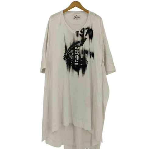 ヴィヴィアンウエストウッドアングロマニア Vivienne Westwood ANGLOMANIA フロントプリント ロング 半袖Tシャツ カットソー レディース 38