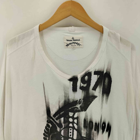 ヴィヴィアンウエストウッドアングロマニア Vivienne Westwood ANGLOMANIA フロントプリント ロング 半袖Tシャツ カットソー レディース 38