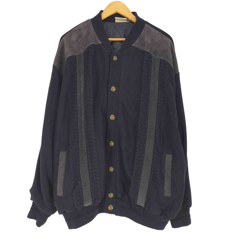GIANNI M by hajo スエード切替ノーカラーニットジャケット メンズ 54-56