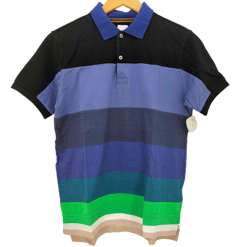 ポールスミス Paul Smith マルチカラー 生地切替 サイドスリット ポロシャツ メンズ import:M
