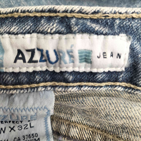 AZZURE パッチワークデザイン ダメージ加工 デニムパンツ メンズ US:32-33