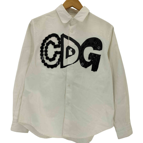 コムデギャルソン COMME des GARCONS 黒ボタンデザイン デカデザイン ロングスリーブ ボタンダウンシャツ メンズ S