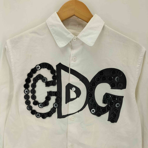 コムデギャルソン COMME des GARCONS 黒ボタンデザイン デカデザイン ロングスリーブ ボタンダウンシャツ メンズ S