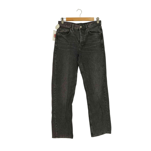 ザラ ZARA Straight fit ボタンフライ ブラックデニム メンズ 38