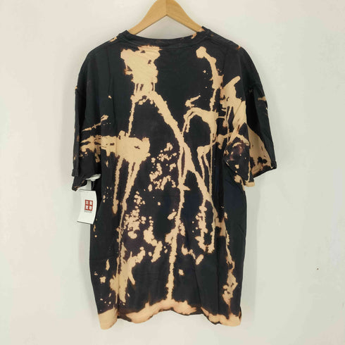 studio ブリーチ加工 グランジ総柄 クルーネック半袖Tシャツ アメカジ メンズ XL