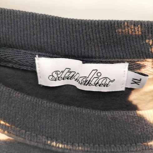 studio ブリーチ加工 グランジ総柄 クルーネック半袖Tシャツ アメカジ メンズ XL