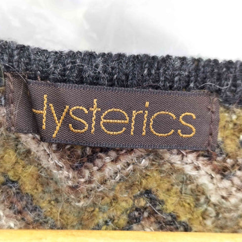 ヒステリックス HYSTERICS 00S 総柄 ウール ドッキングデザイン ニット レディース FREE