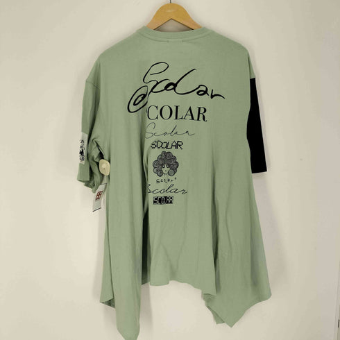 スカラー ScoLar 袖パッチ フロント猫 蝶プリント シャツ レディース JPN:M