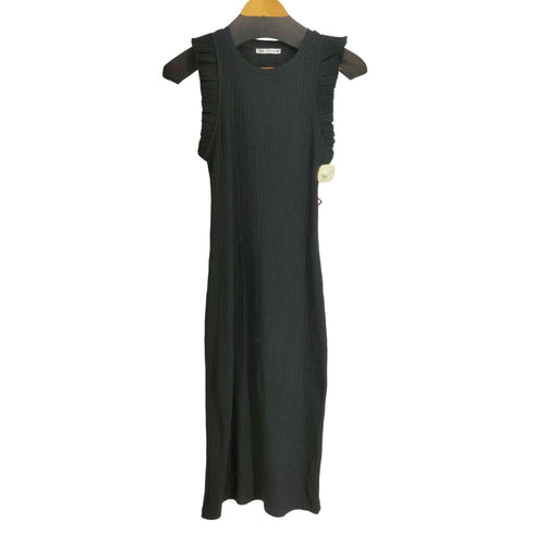 ザラ ZARA リブニット ロングワンピース フリル袖 レディース import:M