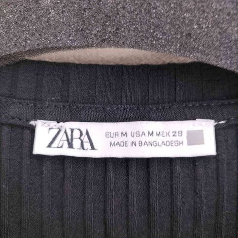 ザラ ZARA リブニット ロングワンピース フリル袖 レディース import:M