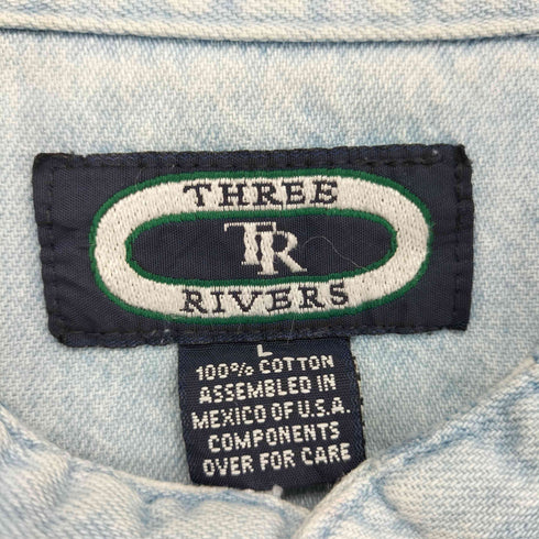 フルギ THREE RIVERS 企業ロゴ刺繍 チャイナシャツ レディース JPN:L