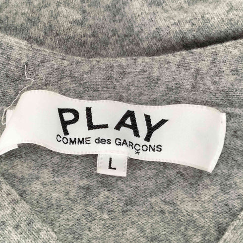 プレイコムデギャルソン PLAY COMME des GARCONS AD2023 24AW V-Neck Cardigan With Black Emblem Top Light Gray ブラック エンブレム Vネック ニット カーディガン メンズ JPN:L