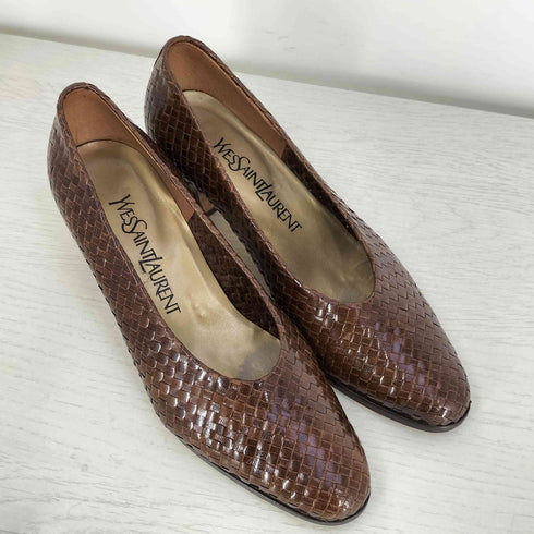 イヴサンローラン Yves Saint Laurent レザー 編み込み メッシュ パンプス レディース 36 1/2