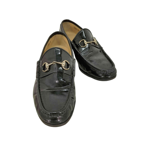 グッチ GUCCI パテントレザー ホースビットローファー レディース 35 1/2