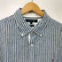 トミーヒルフィガー TOMMY HILFIGER リネン100 ストライプ マチ付 ボタンダウン S/S シャツ メンズ import:XL