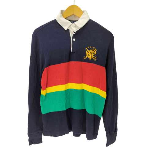 ポロラルフローレン POLO RALPH LAUREN マルチボーダー エンブレム刺繍 ラガーシャツ メンズ import:S