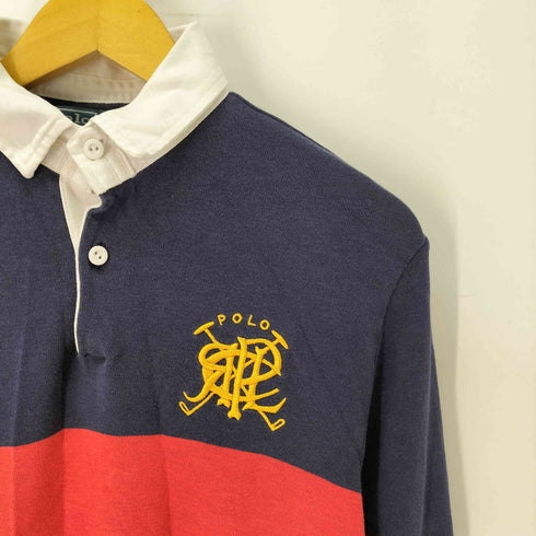 ポロラルフローレン POLO RALPH LAUREN マルチボーダー エンブレム刺繍 ラガーシャツ メンズ import:S
