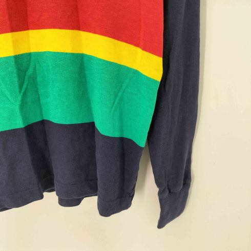 ポロラルフローレン POLO RALPH LAUREN マルチボーダー エンブレム刺繍 ラガーシャツ メンズ import:S